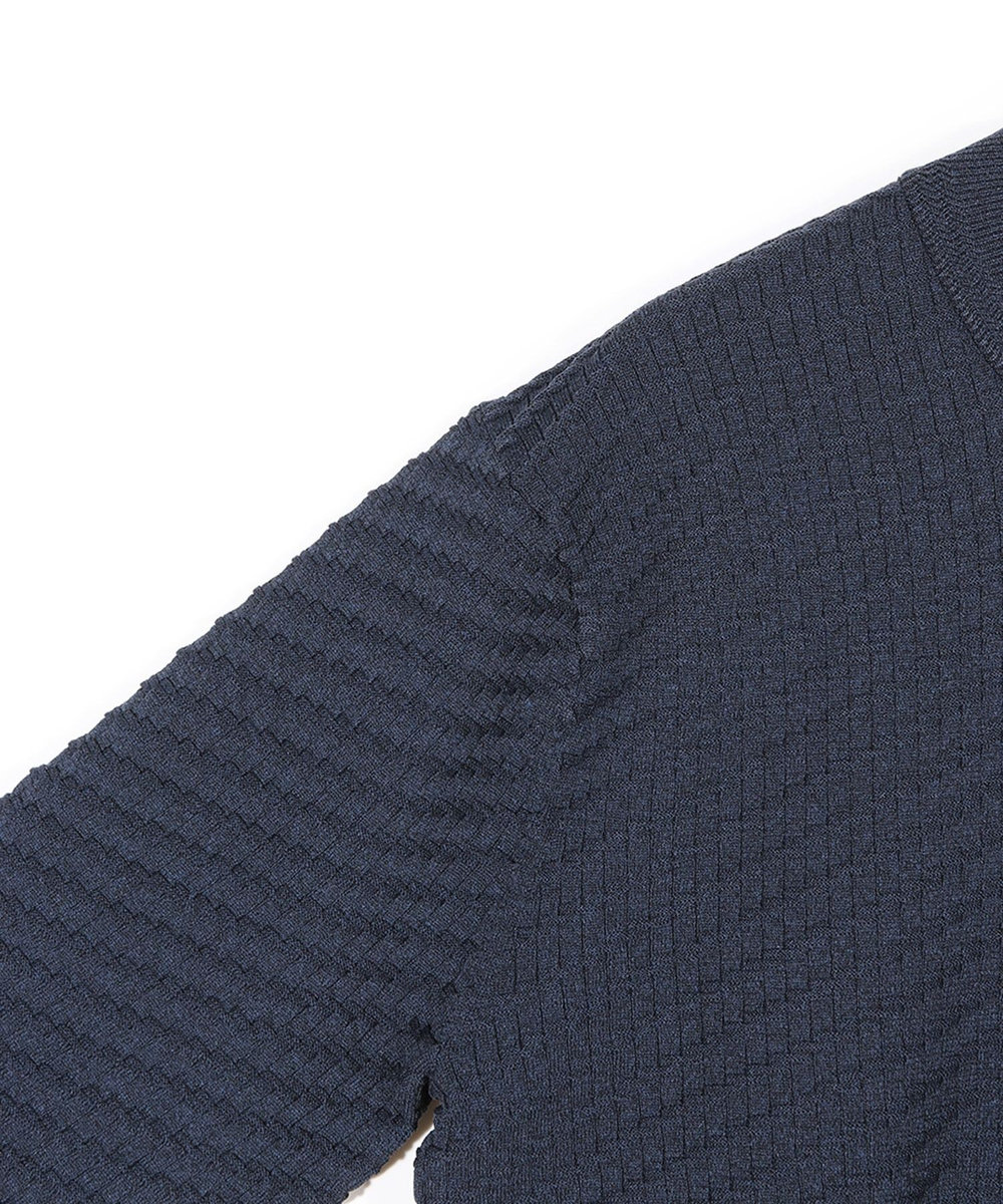 MEN'S BIGI 【COLE HAAN/コール ハーン】別注ブリスタージャガードハイゲージニットTEE＜マシンウォッシャブル＞ ネイビー