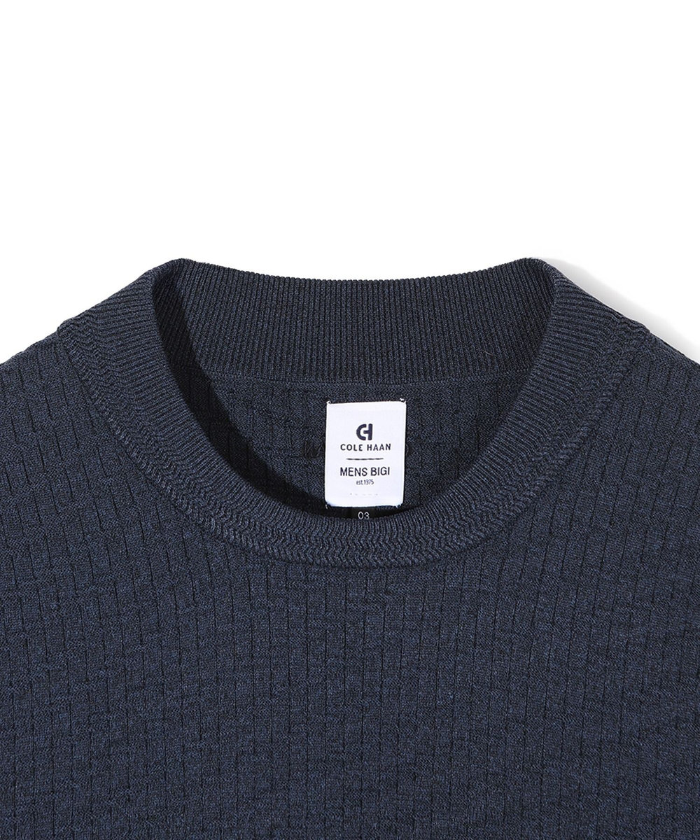 MEN'S BIGI 【COLE HAAN/コール ハーン】別注ブリスタージャガードハイゲージニットTEE＜マシンウォッシャブル＞ ネイビー