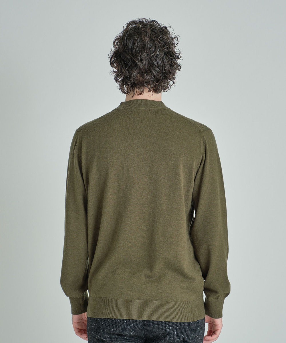 MEN'S BIGI 【ACTIVE TAILOR/アクティブテイラー】12Gジャカードモックネックニット カーキ