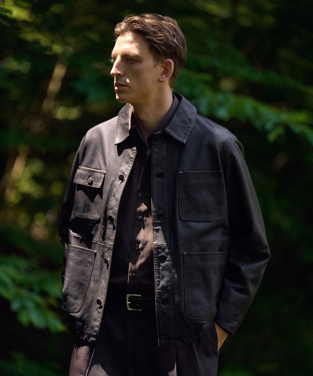 MEN'S BIGI リヨセルコットンサテンシャツ ブラック