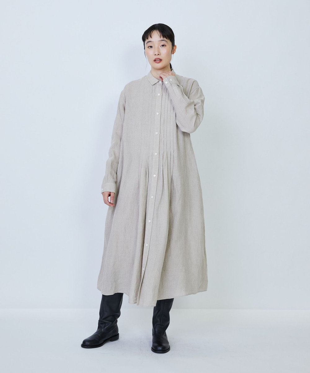 LOISIR グランジリネンシャツワンピース キナリ