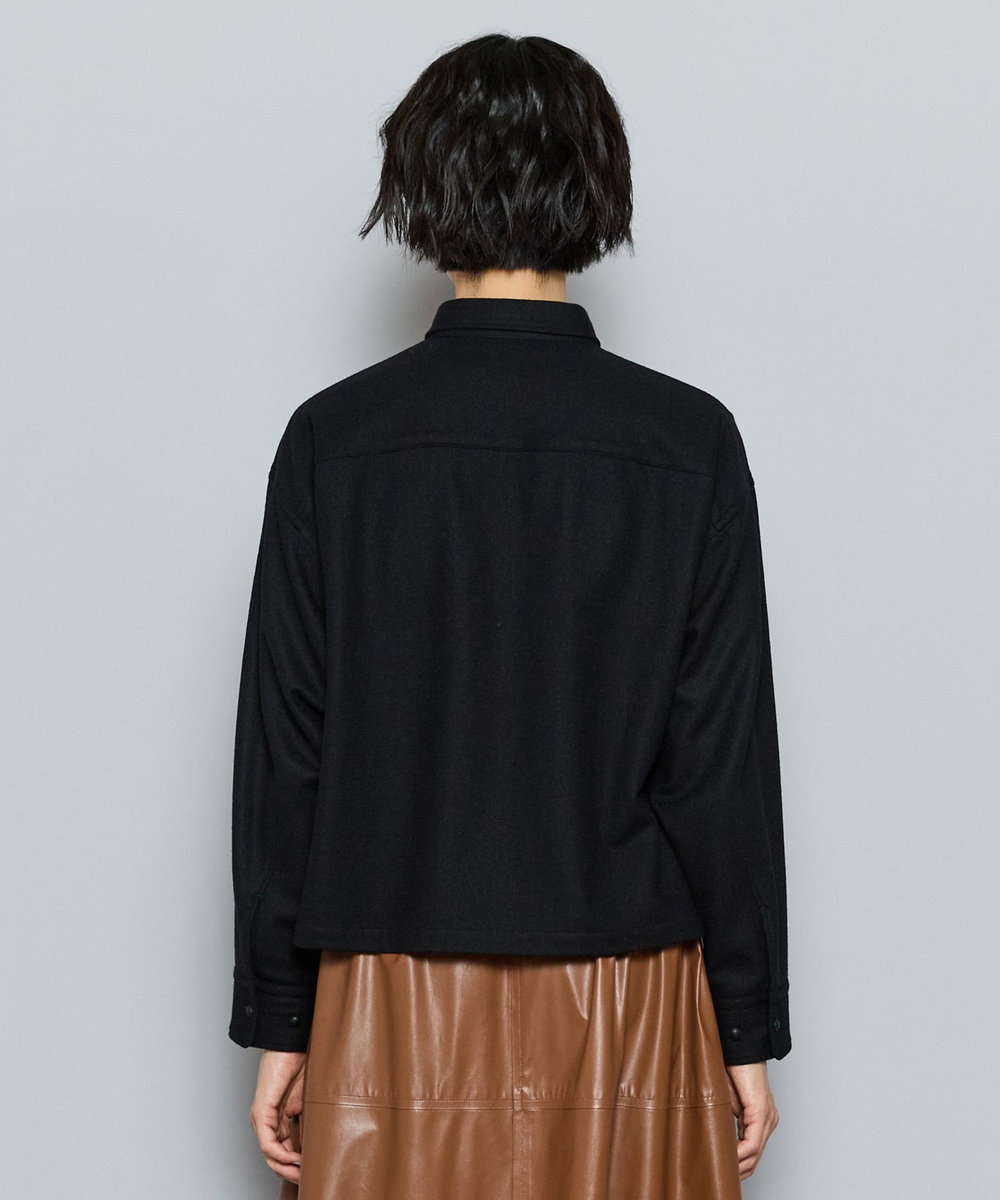 L'EQUIPE GREEN ミルドウールクロップドシャツ ブラック