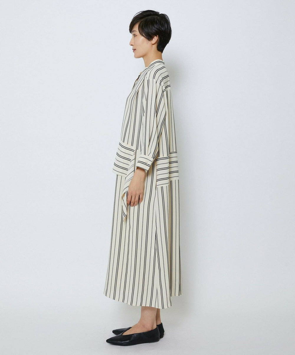 MOGA Collection MOGA Collection　レーヨンポリストライプワンピース ホワイト×ブラック