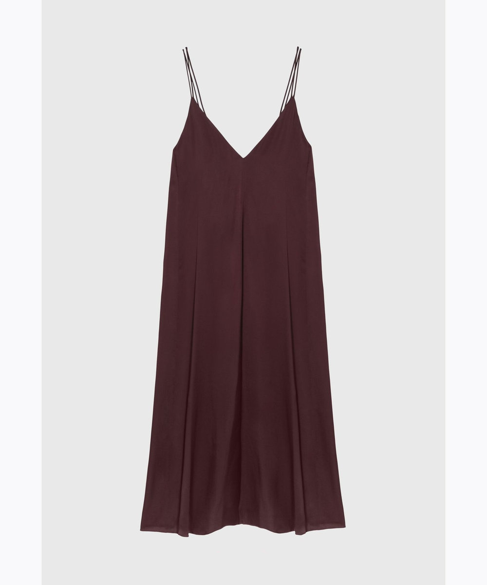 DÉPAREILLÉ VISCOSE SATIN CAMISOLE DRESS / ヴィスコースサテンキャミソールドレス ボルドー