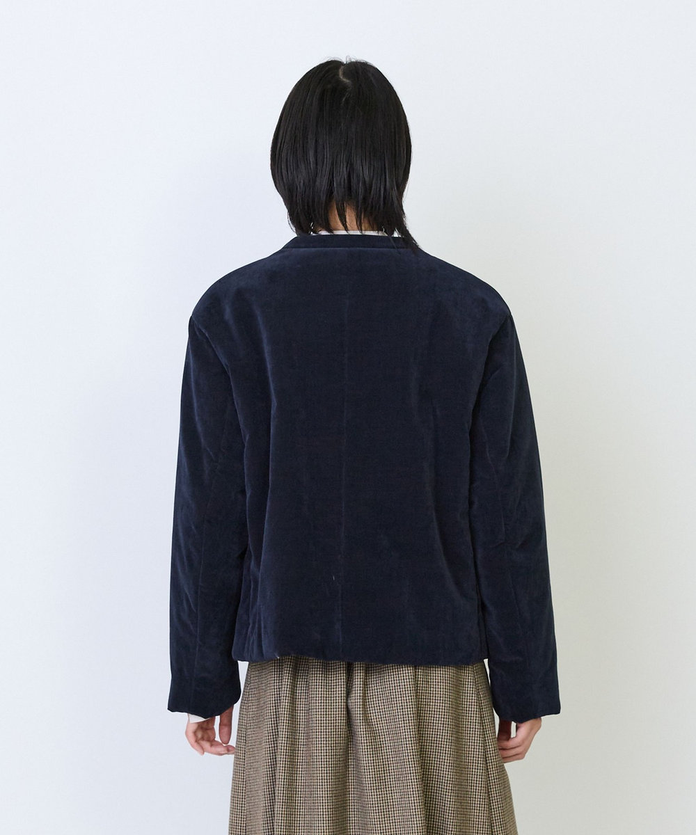 LOISIR シャンブレーベルベットパディングジャケット ネイビー
