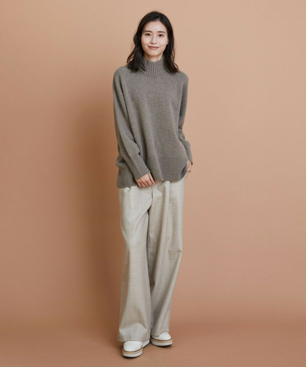 L'EQUIPE カシミヤ混ハイネックニットプルオーバー ベージュ
