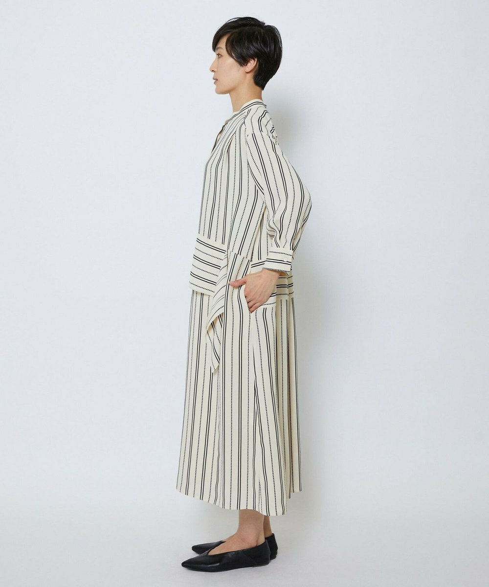 MOGA Collection MOGA Collection　レーヨンポリストライプワンピース ホワイト×ブラック