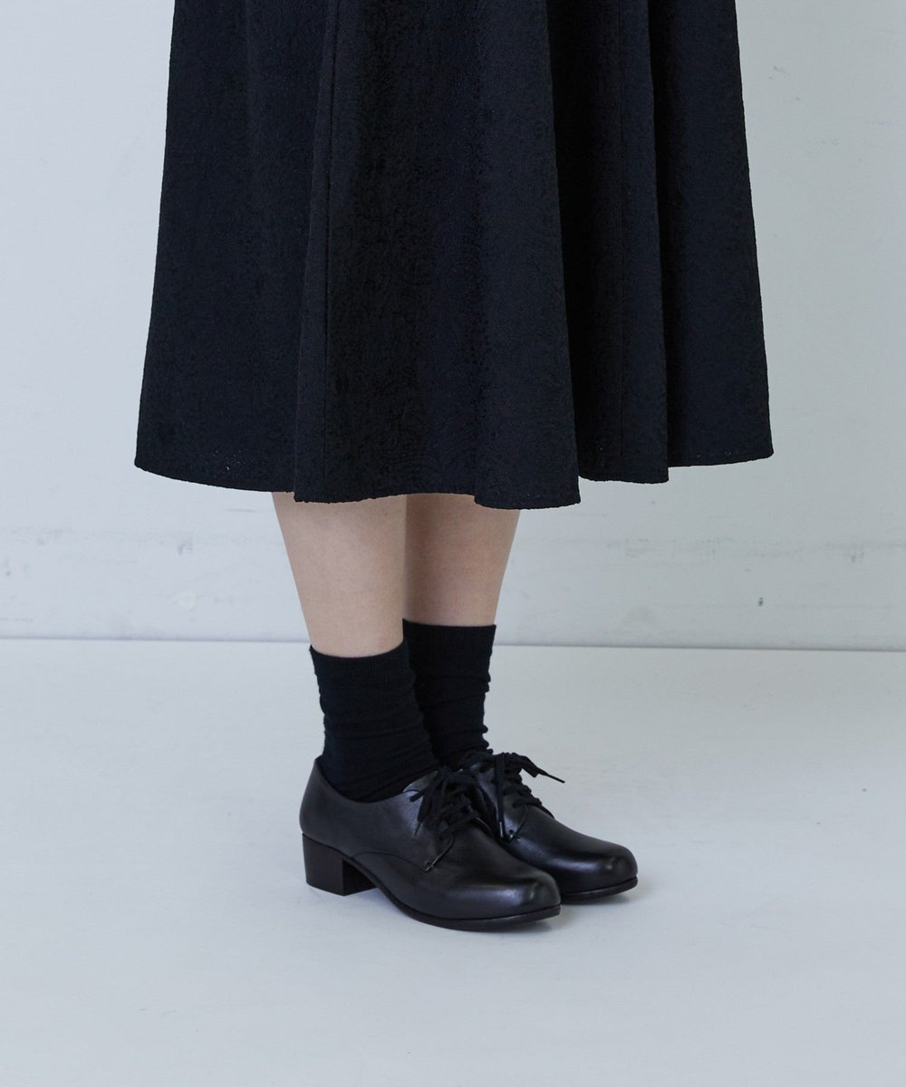 LOISIR チキンエンブロイダリーAラインワンピース ブラック