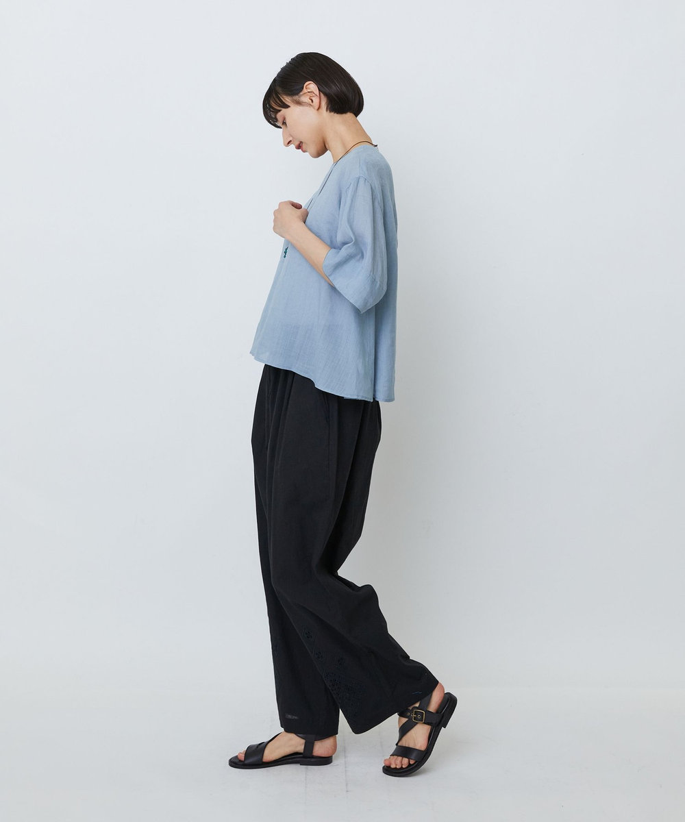LOISIR ラミーフィッシュテールブラウス ブルー