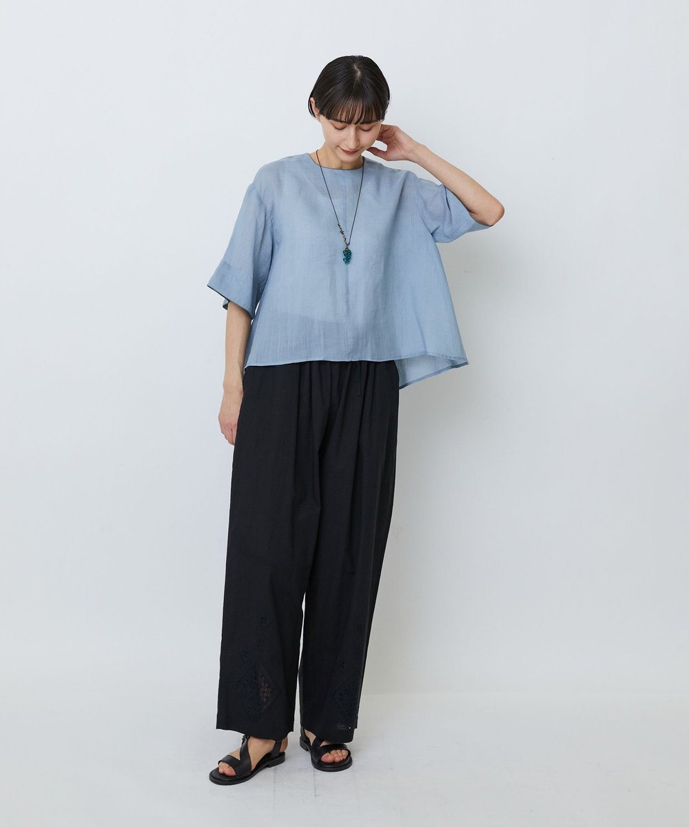 LOISIR ラミーフィッシュテールブラウス ブルー