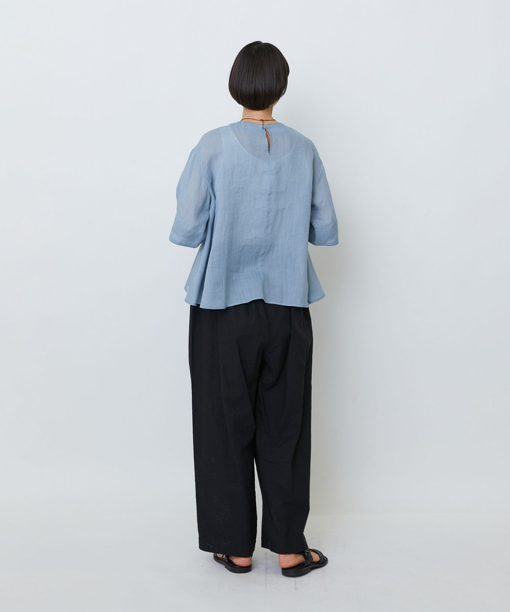 LOISIR ラミーフィッシュテールブラウス ブルー