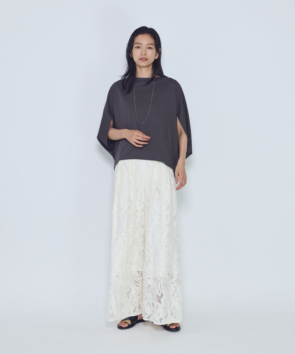 1er Arrondissement クリアー天竺フォルムTシャツ チャコールグレー