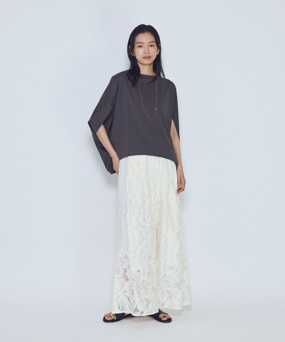 1er Arrondissement クリアー天竺フォルムTシャツ チャコールグレー