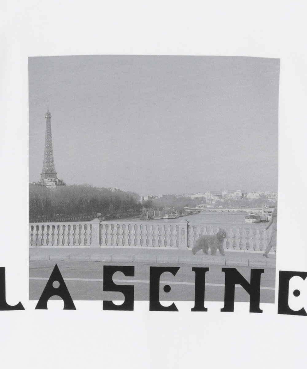1er Arrondissement USコットン " SEINE"プリントTシャツ オフホワイト