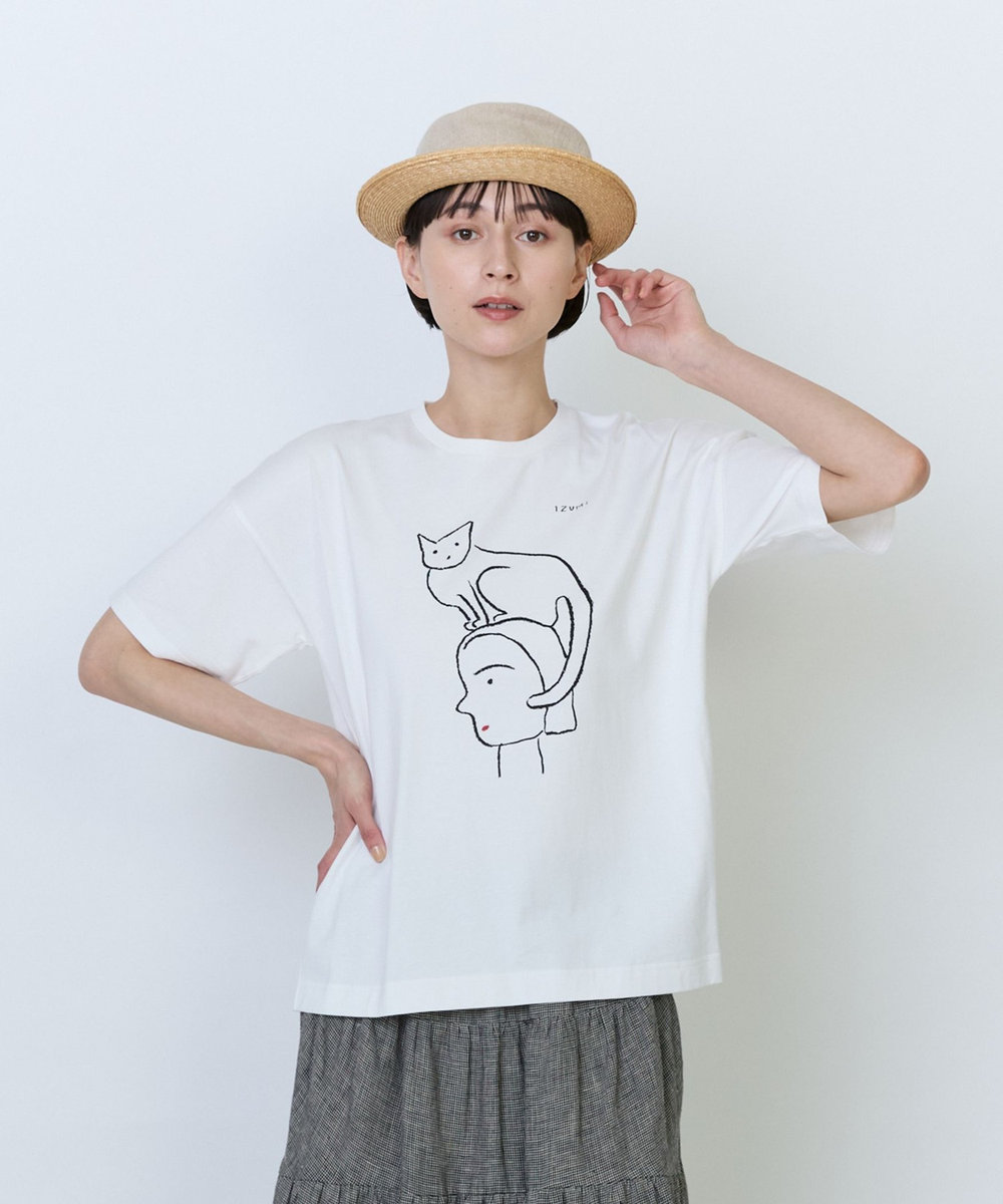 LOISIR 【アーティストコラボ】LOISIR×塩川いづみ イラストプリントTシャツ オフホワイト