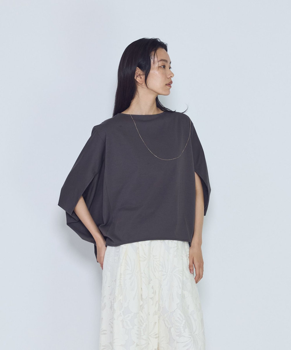 1er Arrondissement クリアー天竺フォルムTシャツ チャコールグレー