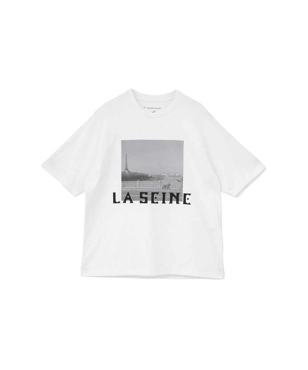 1er Arrondissement USコットン " SEINE"プリントTシャツ オフホワイト