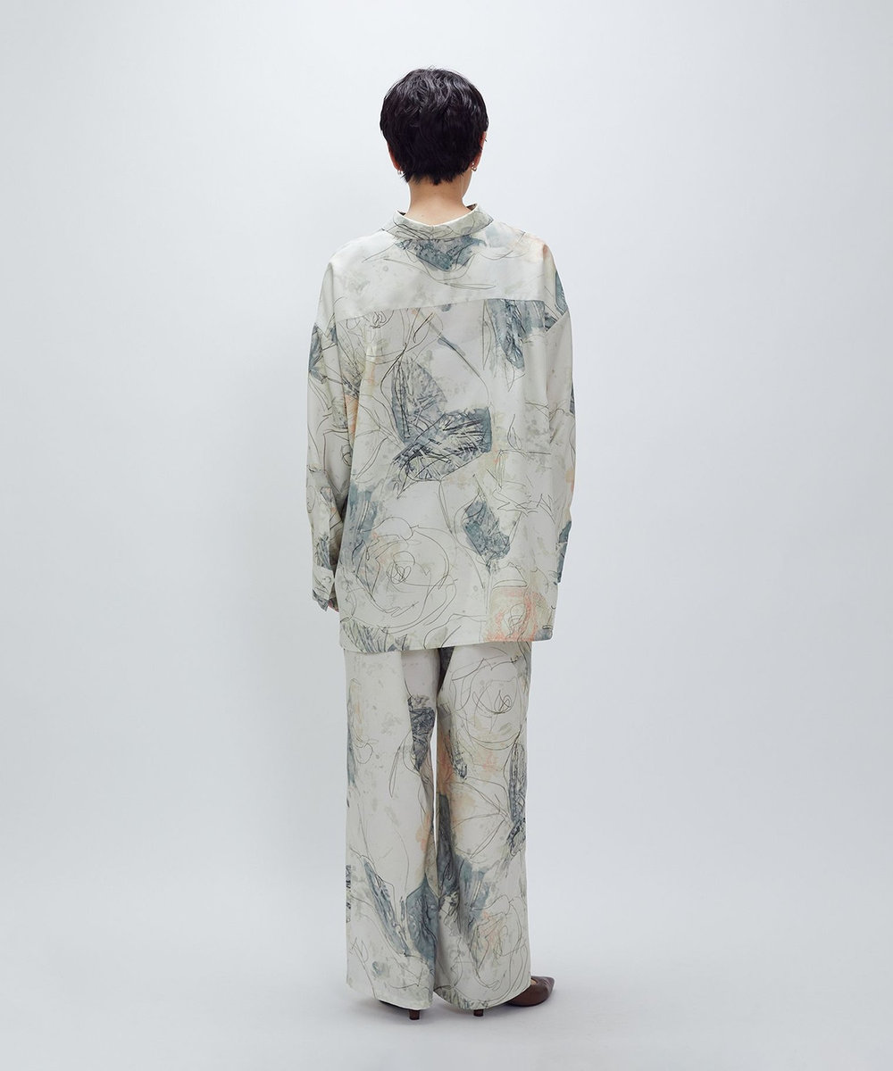 1er Arrondissement アートプリントパンツ オフホワイト