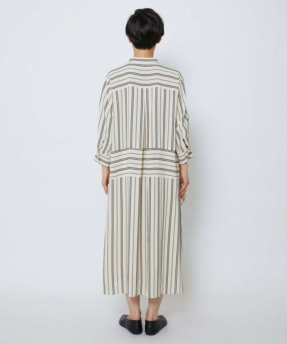 MOGA Collection MOGA Collection　レーヨンポリストライプワンピース ホワイト×ブラック