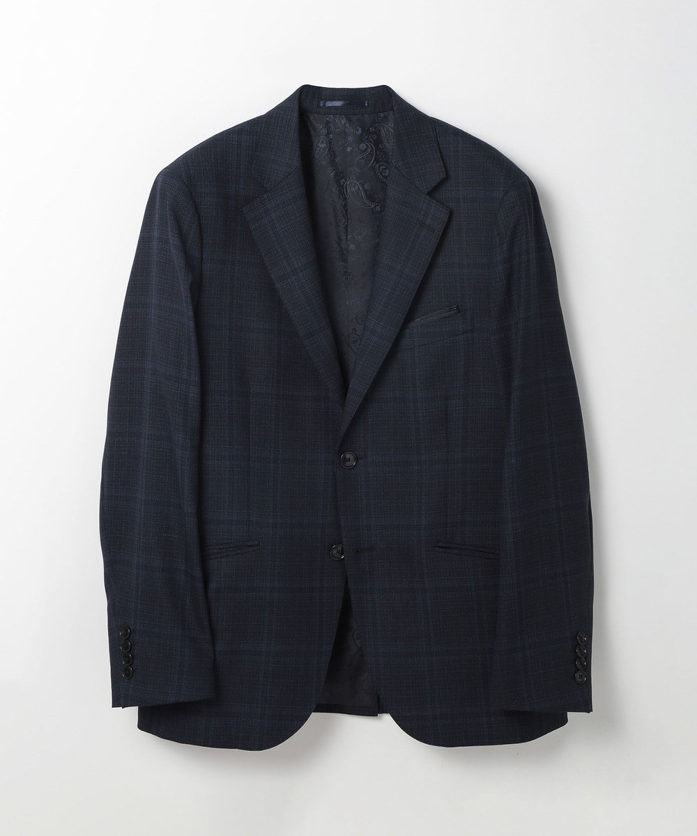 MEN'S BIGI 【ACTIVE TAILOR】ホップサックチェックジャケット ネイビー