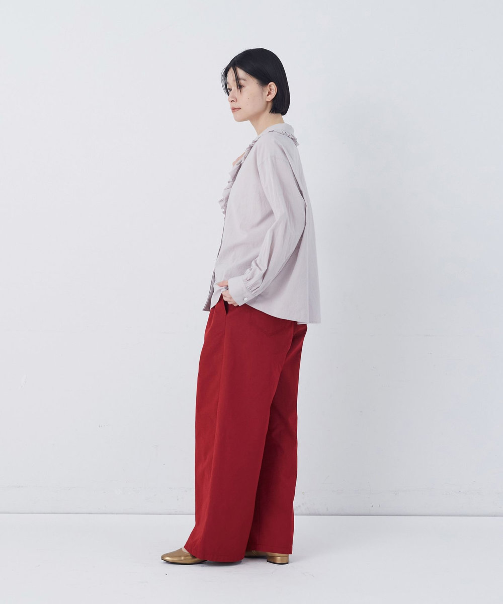 congés payés ADIEU TRISTESSE 60/ローンフリルシャツ グレイッシュベージュ