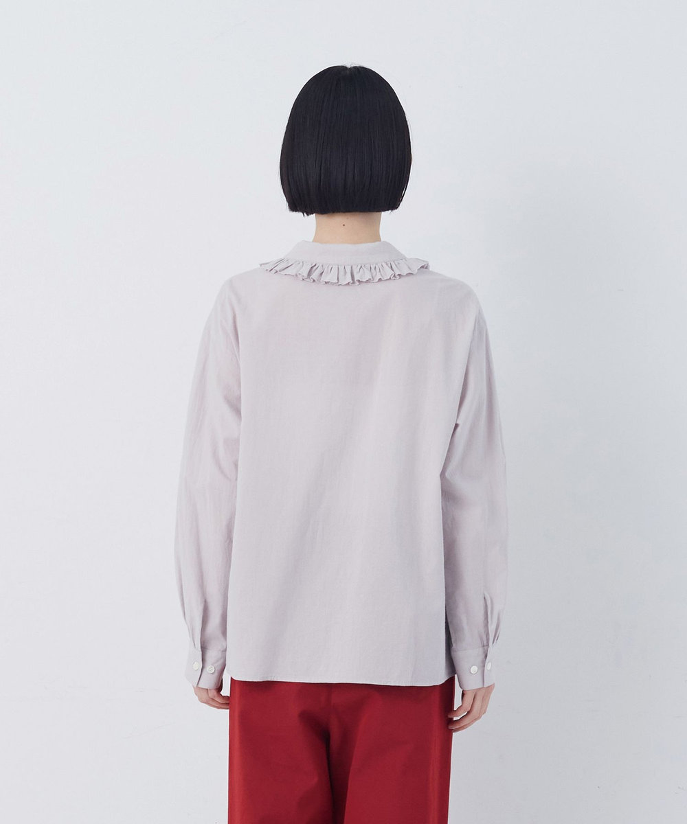 congés payés ADIEU TRISTESSE 60/ローンフリルシャツ グレイッシュベージュ