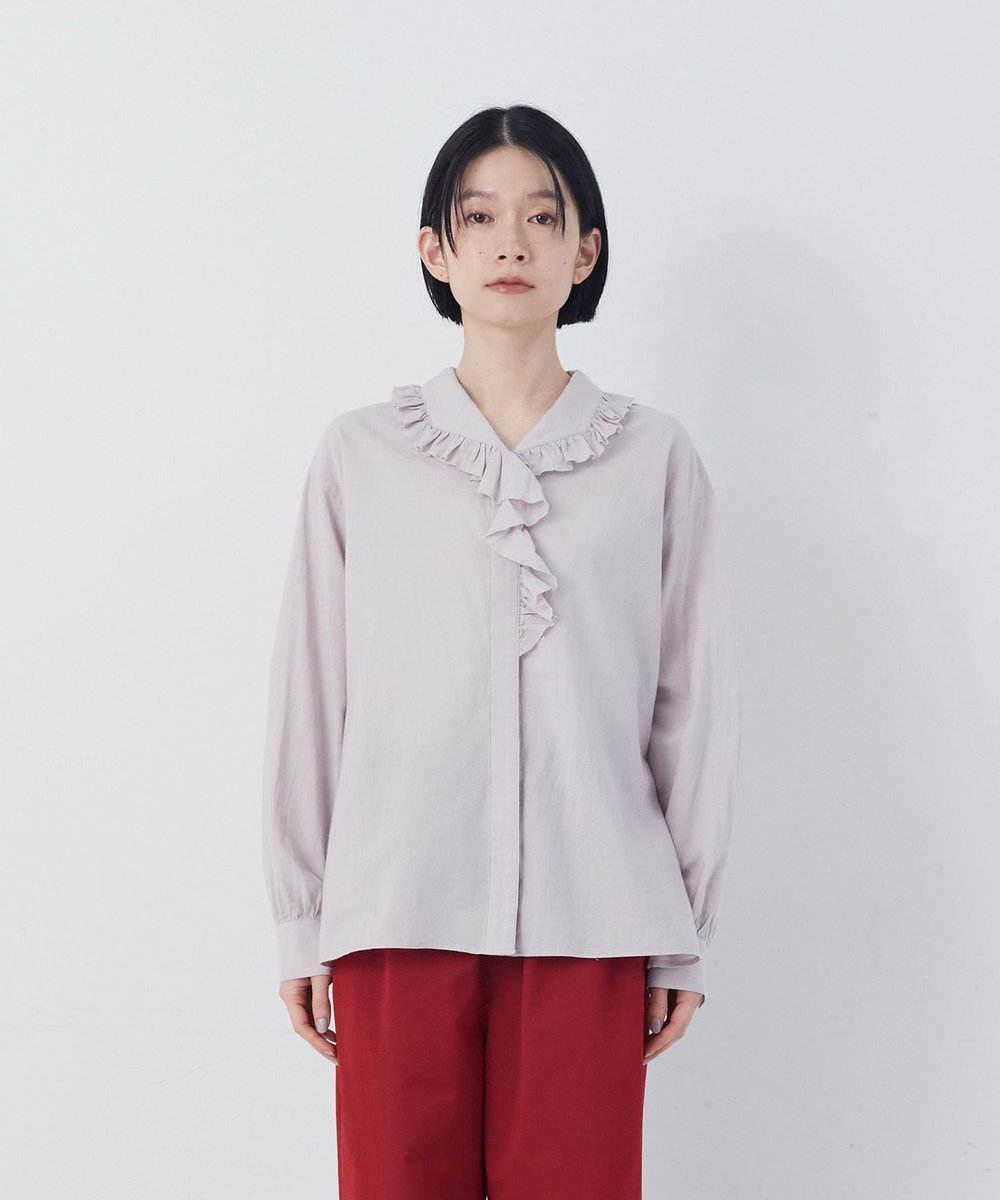 congés payés ADIEU TRISTESSE 60/ローンフリルシャツ グレイッシュベージュ