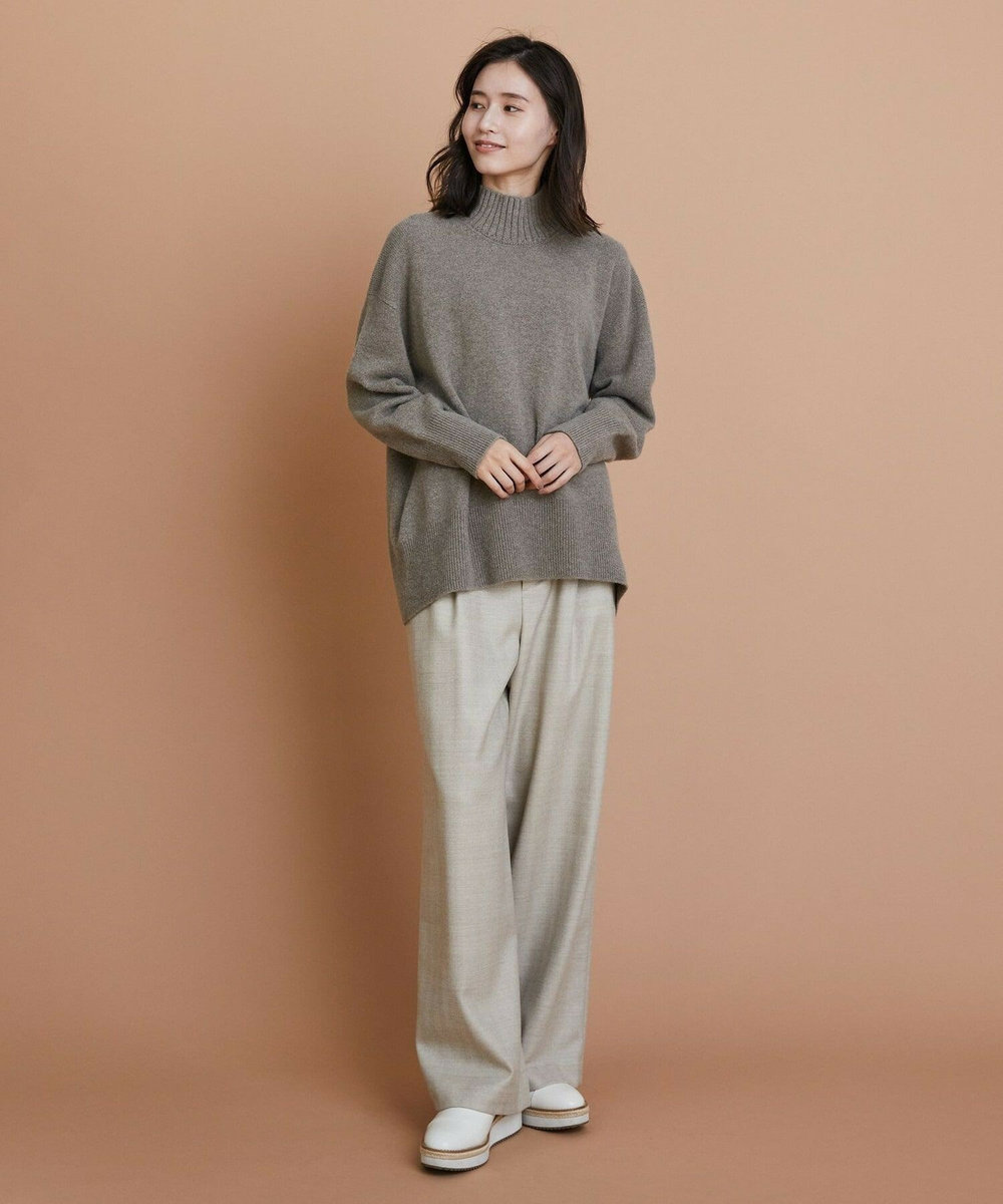L'EQUIPE カシミヤ混ハイネックニットプルオーバー ベージュ