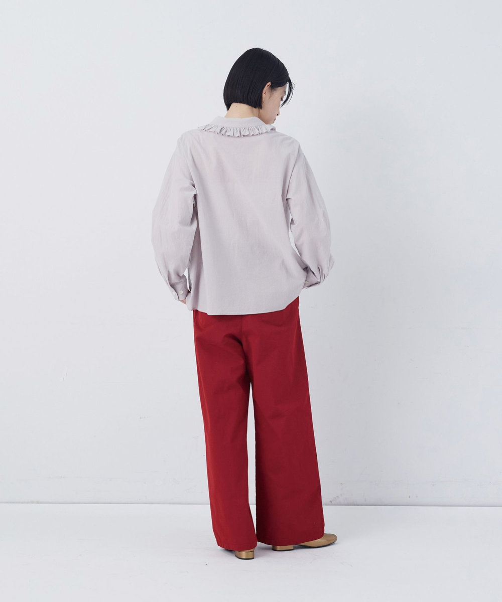 congés payés ADIEU TRISTESSE 60/ローンフリルシャツ グレイッシュベージュ