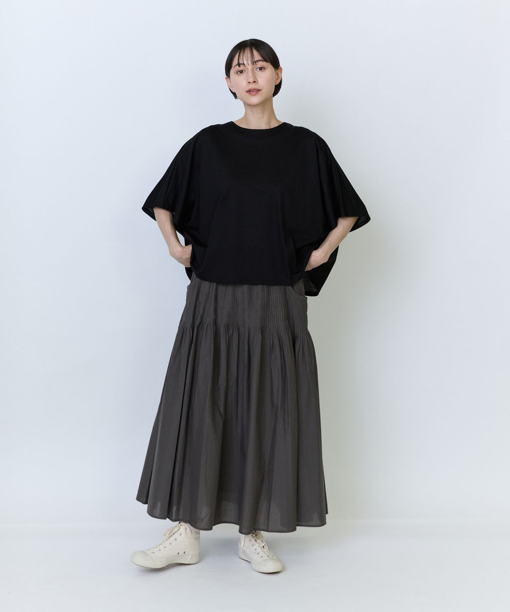 LOISIR リヨセル天竺ドルマンスリーブTシャツ ブラック