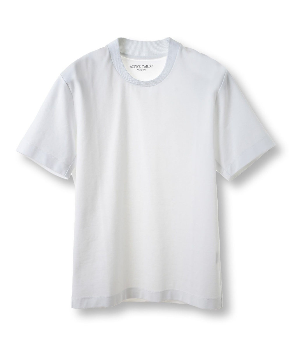 MEN'S BIGI 【ACTIVE TAILOR/アクティブテイラー】シルケットスムースクルーネックTシャツ＜接触冷感 / UVカット＞ ホワイト