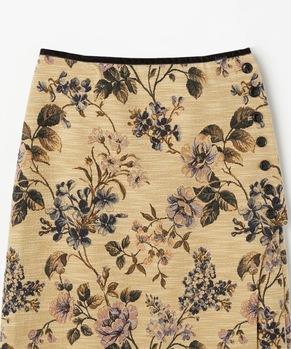 DÉPAREILLÉ FLOWER JACQUARD SKIRT / フラワージャガードスカート ベージュ