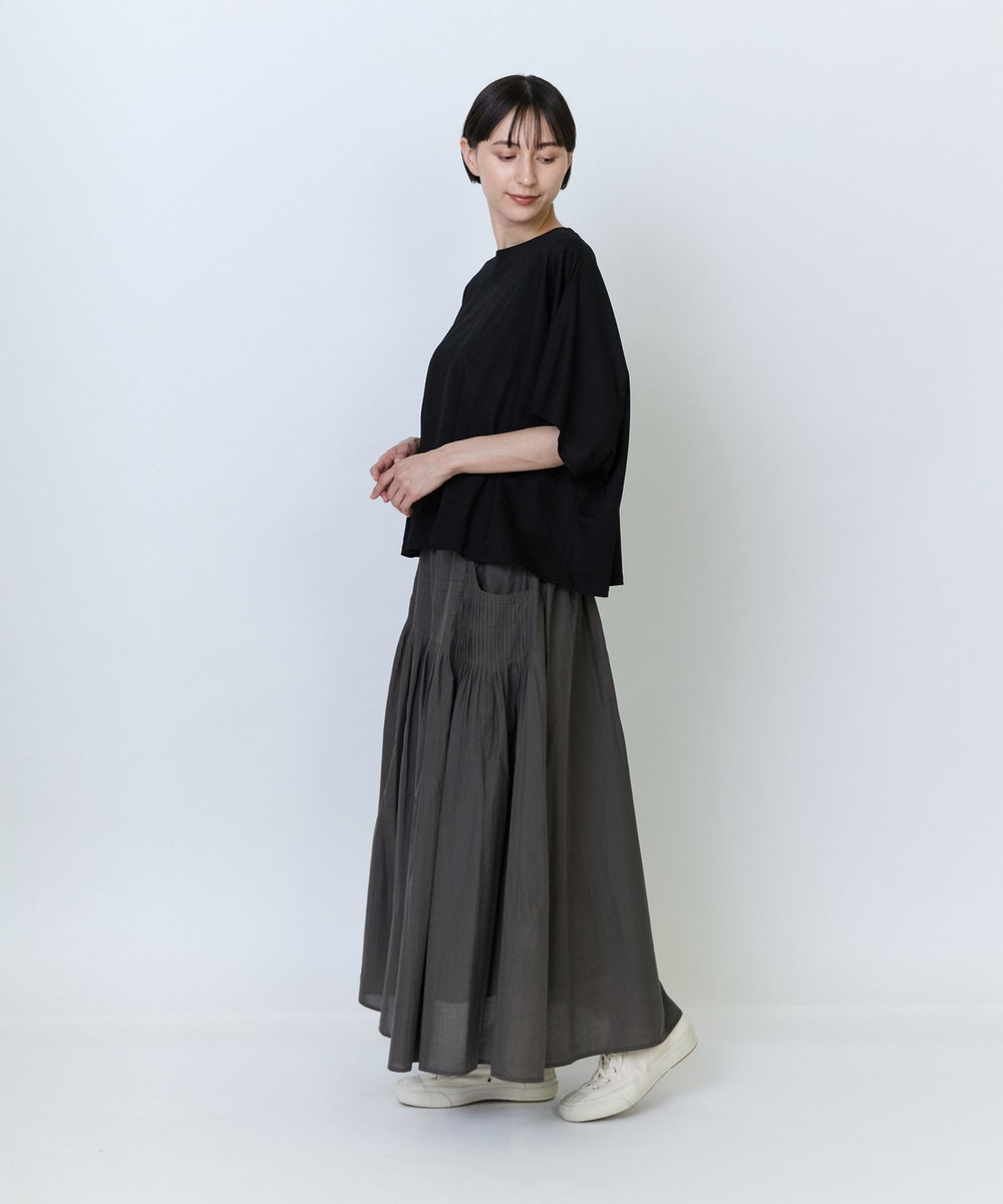 LOISIR リヨセル天竺ドルマンスリーブTシャツ ブラック