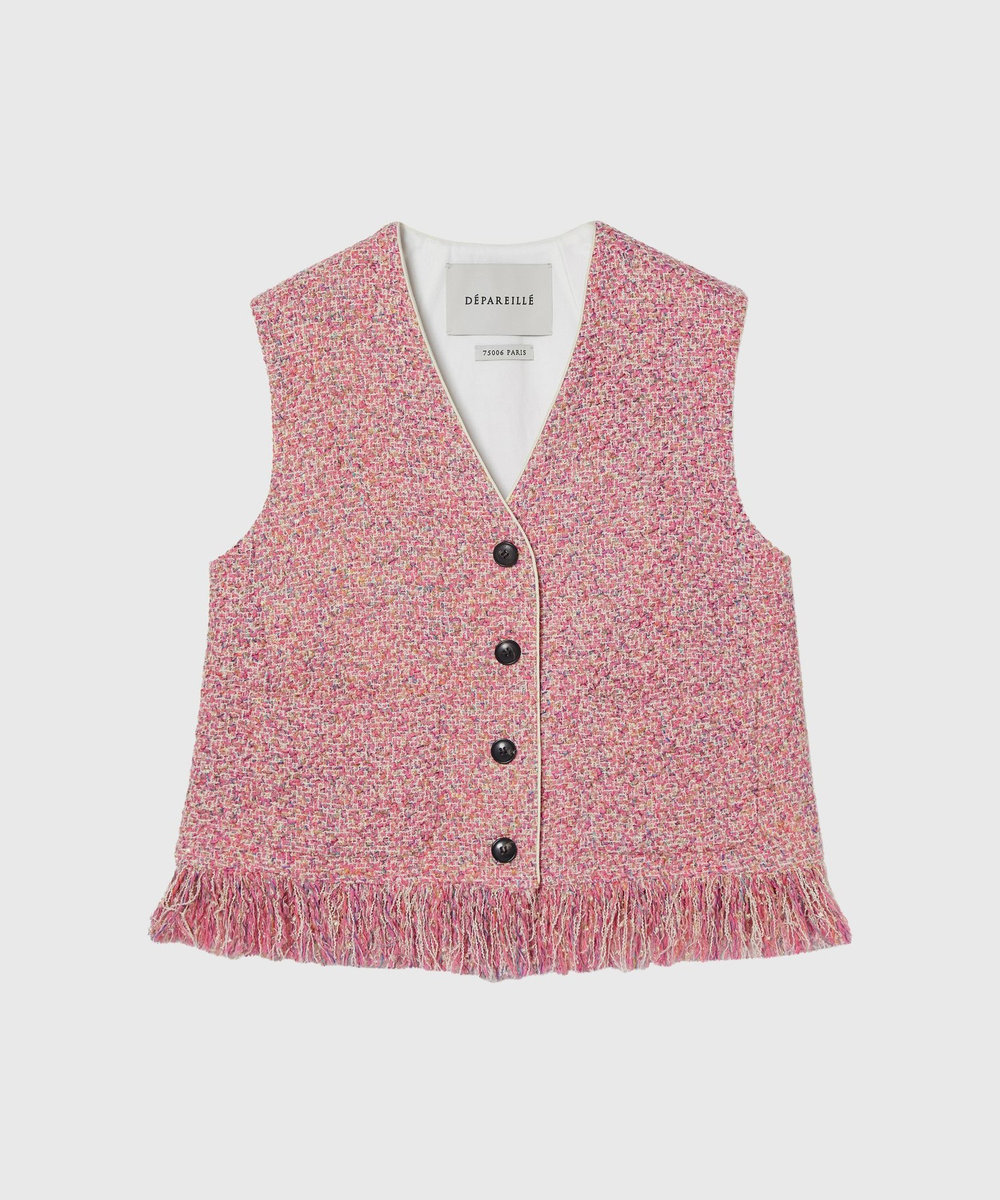DÉPAREILLÉ FANCY TWEED GILET / ファンシーツィードジレ ピンク