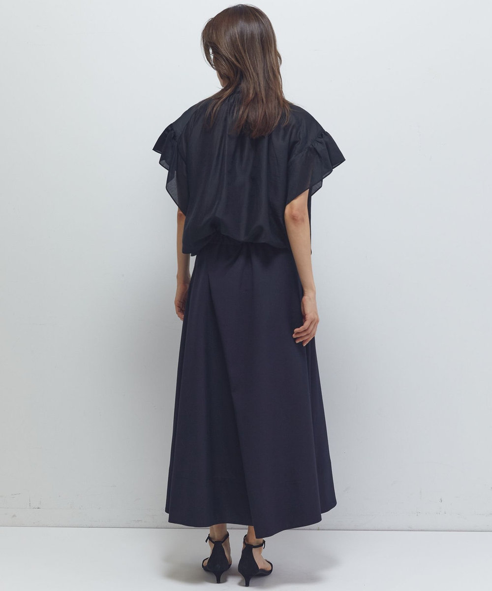 1er Arrondissement バンドカラーシアーブラウス ブラック