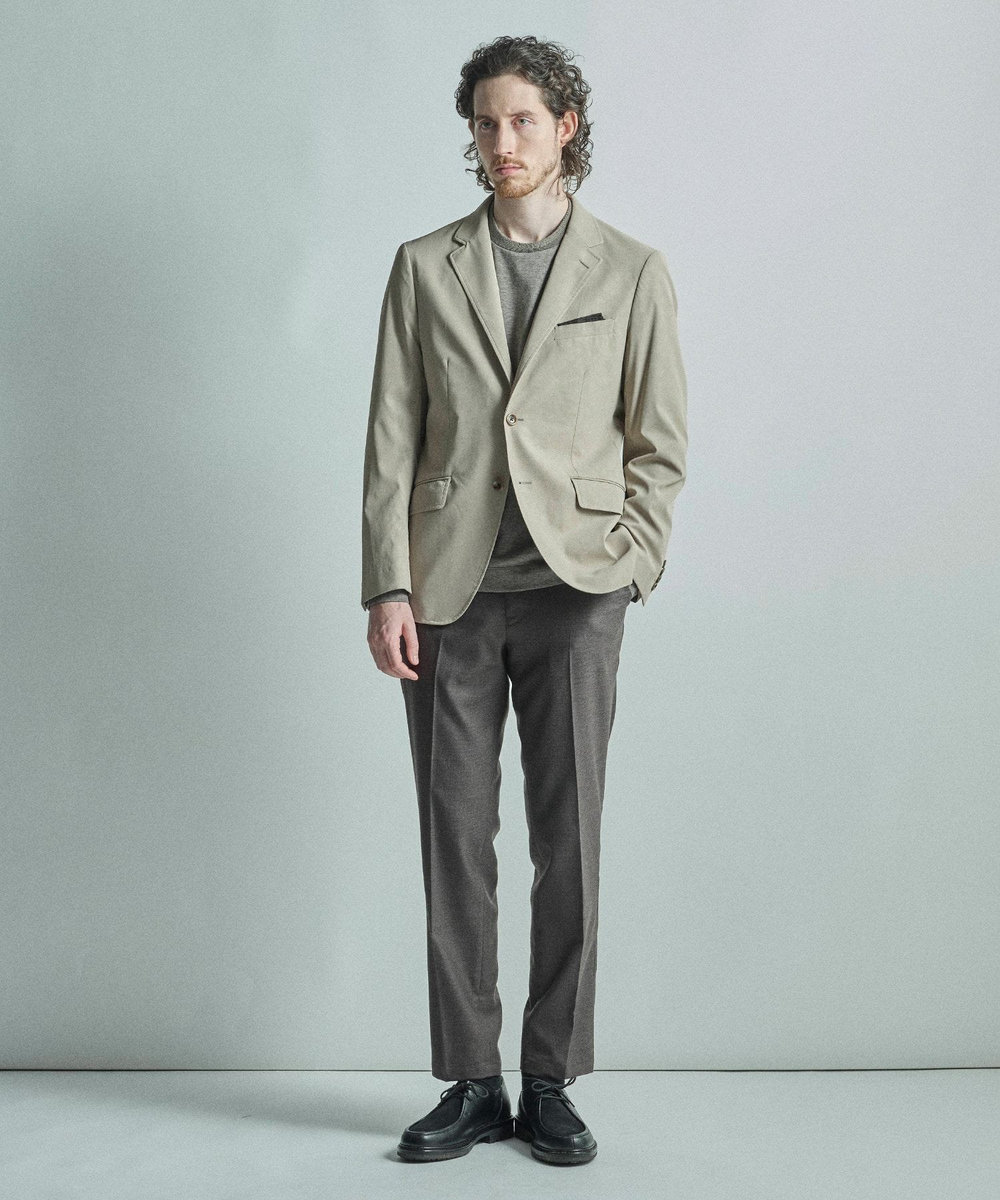 MEN'S BIGI 【ACTIVE TAILOR/アクティブテイラー】シルケットスムースクルーネック長袖Tシャツ ブラウン