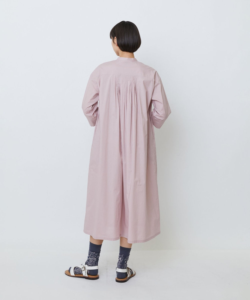 LOISIR オーガニックコットンローンスタンドカラーワンピース ピンク