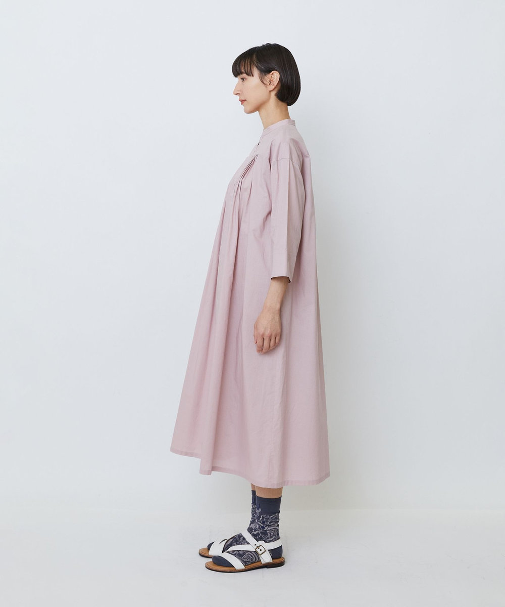 LOISIR オーガニックコットンローンスタンドカラーワンピース ピンク