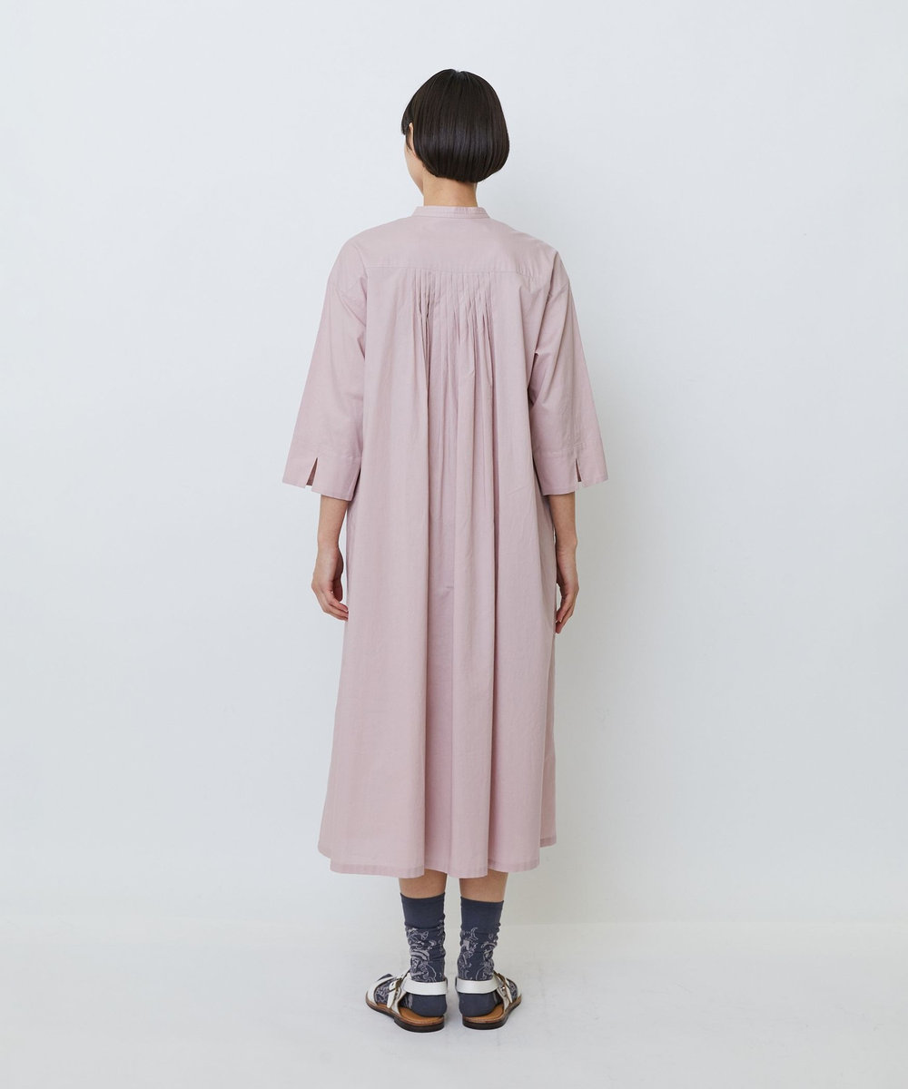 LOISIR オーガニックコットンローンスタンドカラーワンピース ピンク