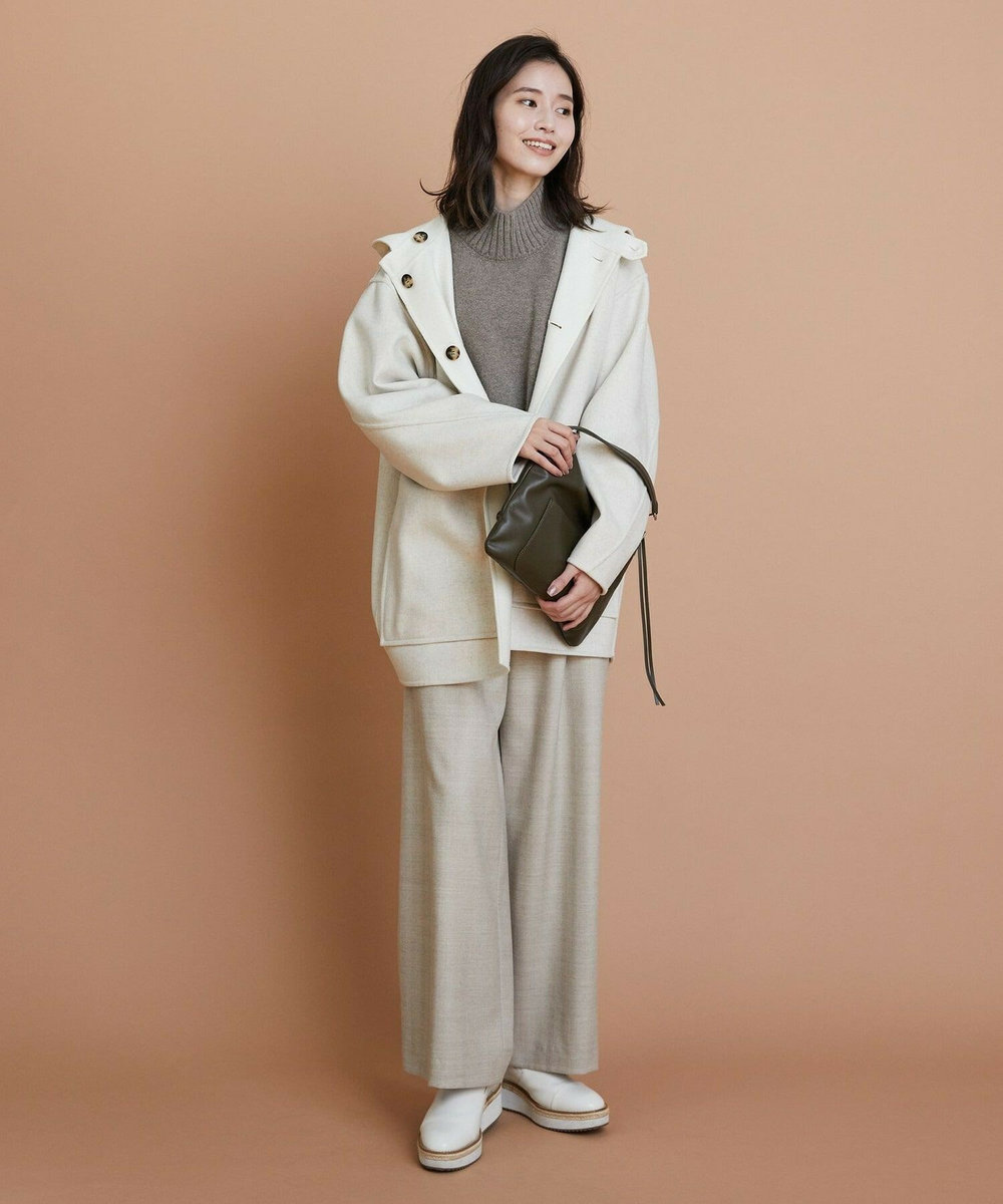 L'EQUIPE カシミヤ混ハイネックニットプルオーバー ベージュ