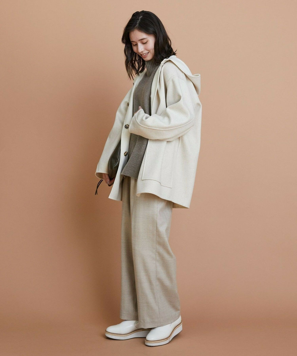 L'EQUIPE カシミヤ混ハイネックニットプルオーバー ベージュ