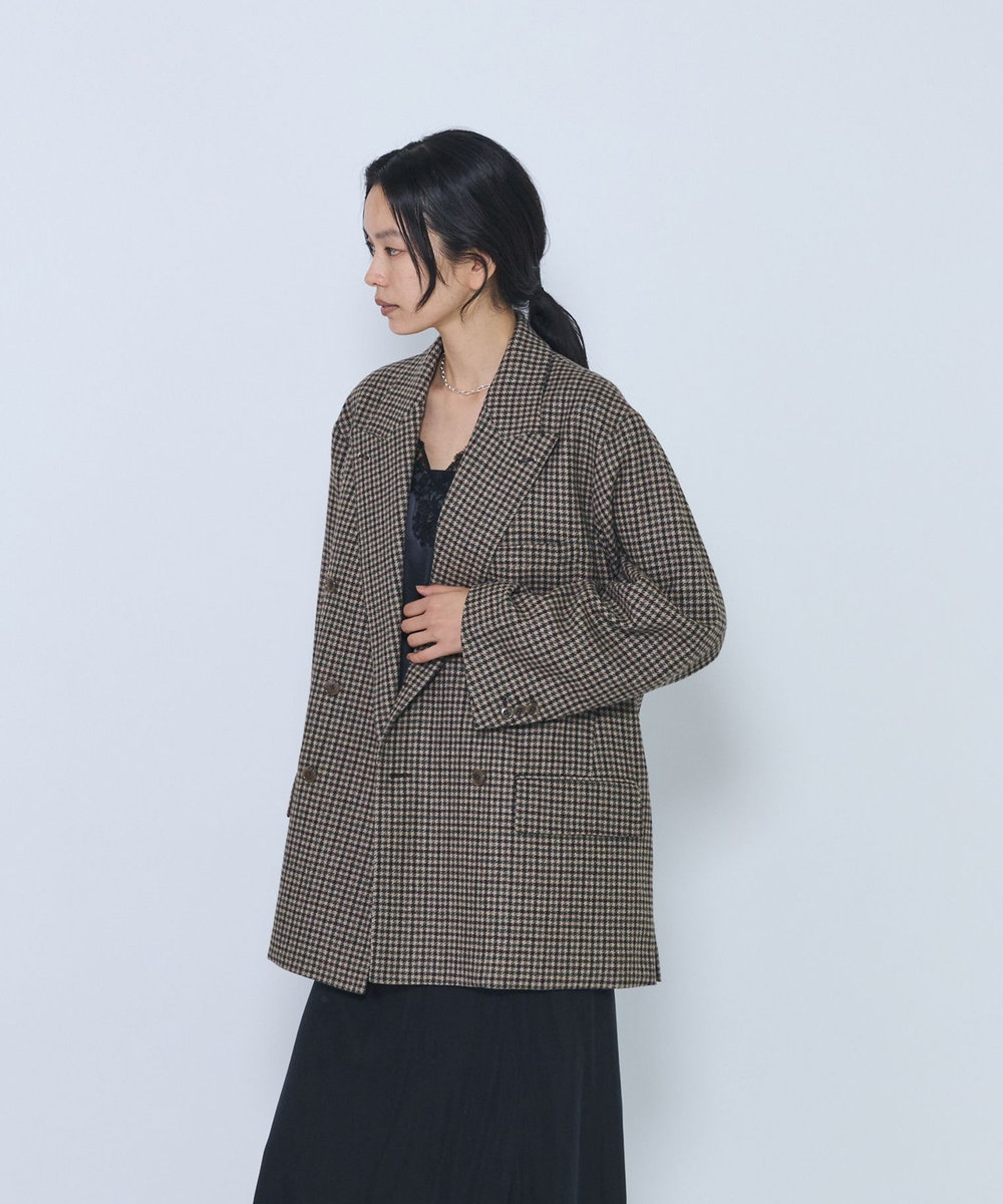 1er Arrondissement ＜COUTURE D'ADAM/クチュール ド アダム＞" Italian Shepherd Check"ビッグダブルジャケット ブラウン
