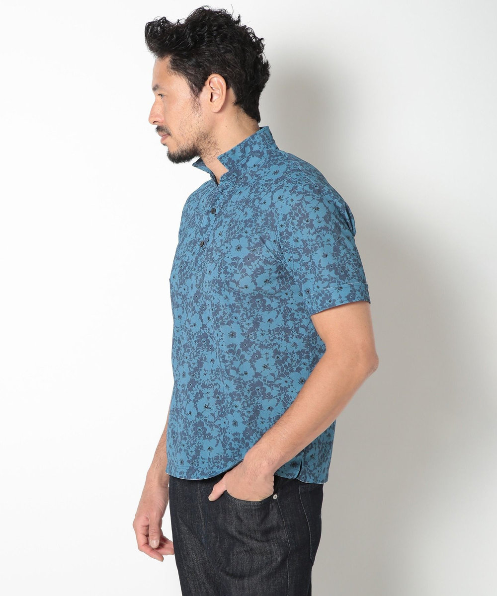 MEN'S BIGI 【LIBERTY】吸水速乾アーカイブ花柄ポロシャツ ネイビー