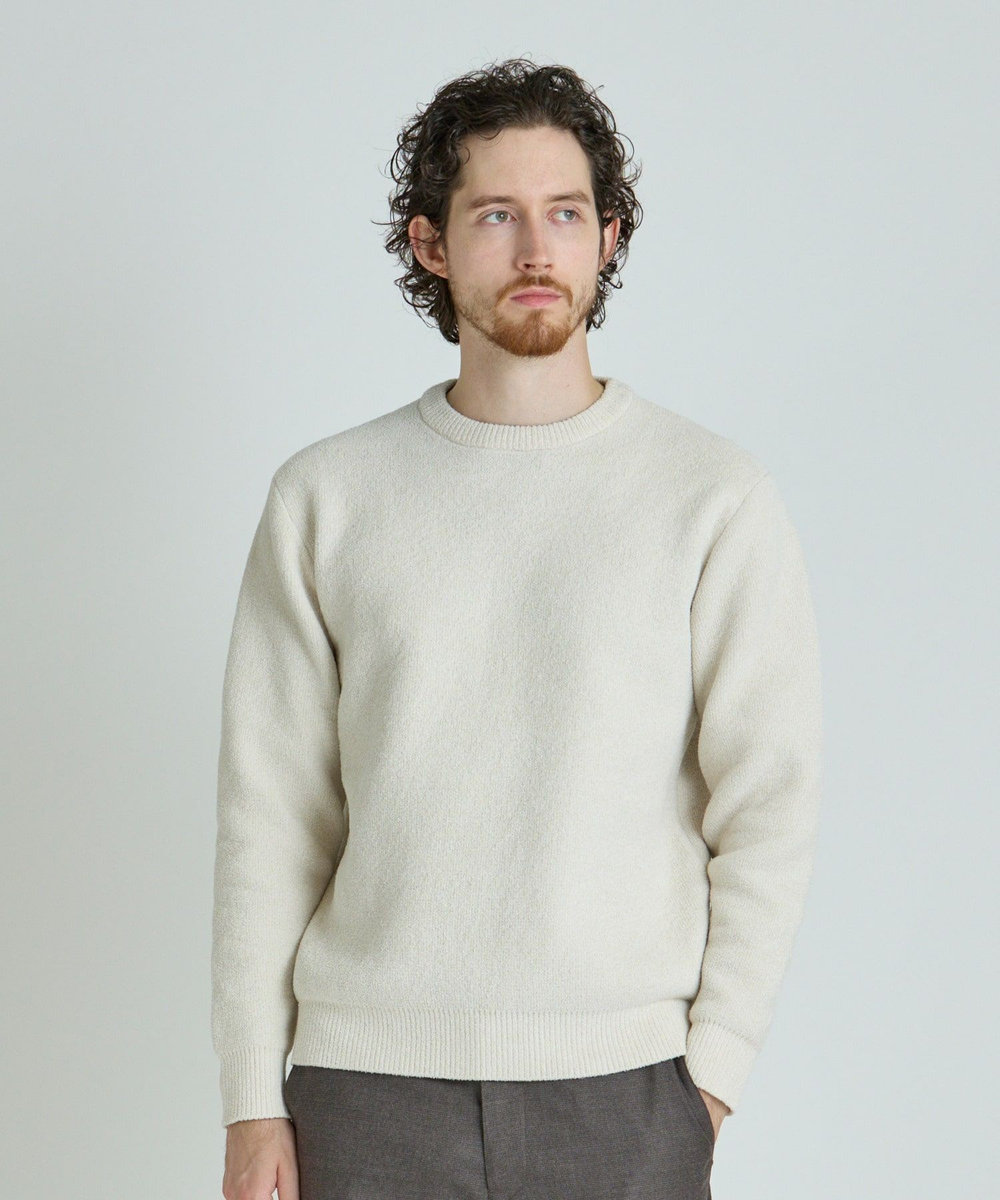 MEN'S BIGI メランジ調モールニット オフホワイト