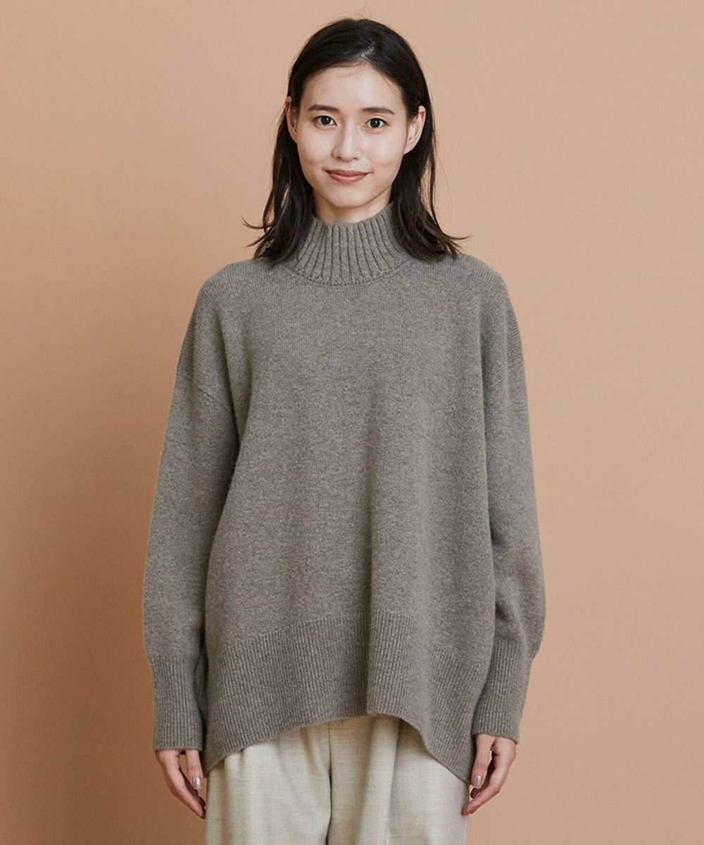 L'EQUIPE カシミヤ混ハイネックニットプルオーバー ベージュ