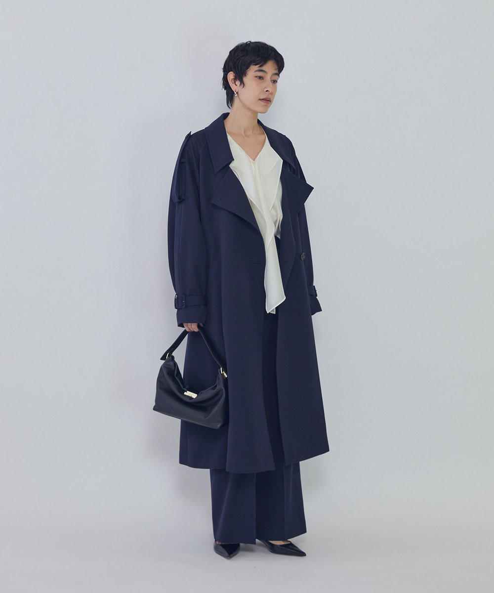 1er Arrondissement ウールギャバジントレンチコート ネイビー