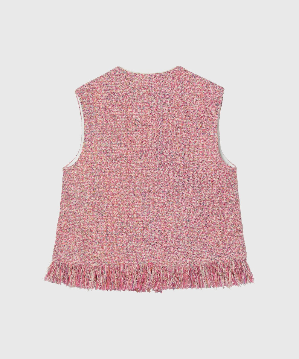 DÉPAREILLÉ FANCY TWEED GILET / ファンシーツィードジレ ピンク