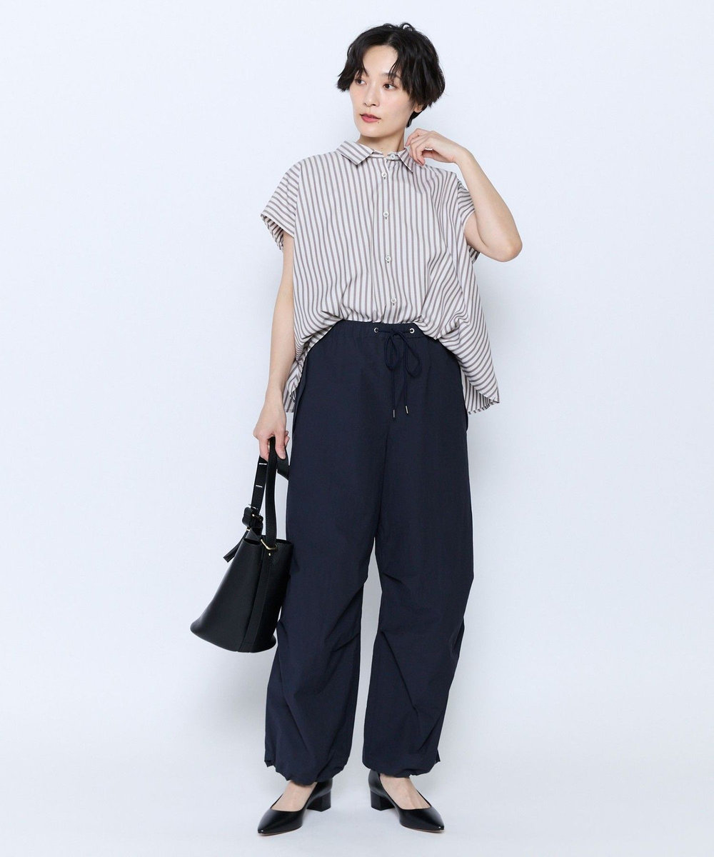 feerique feerique ポプリンストライプフレアシャツ ブラウン