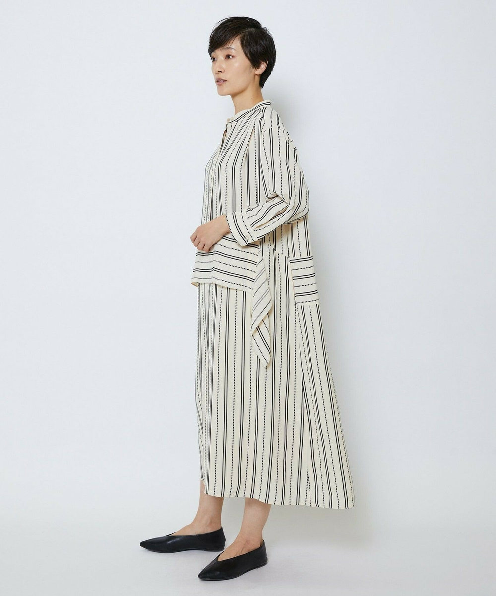 MOGA Collection MOGA Collection　レーヨンポリストライプワンピース ホワイト×ブラック