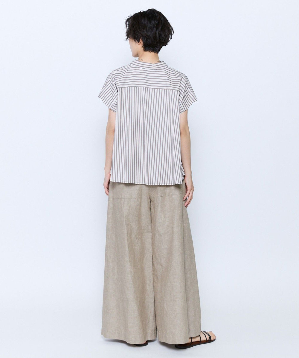 feerique feerique ポプリンストライプフレアシャツ ブラウン